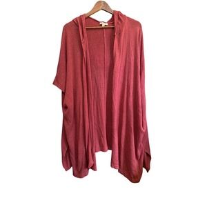 Remixmess Hooded‎ Open Front Cardigan Women Small Rose Pink Knit Sweater